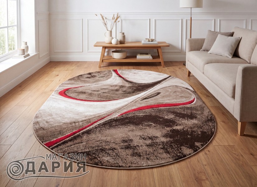 Тъкан килим MAGNOLIA 097 d.beige/red елипса